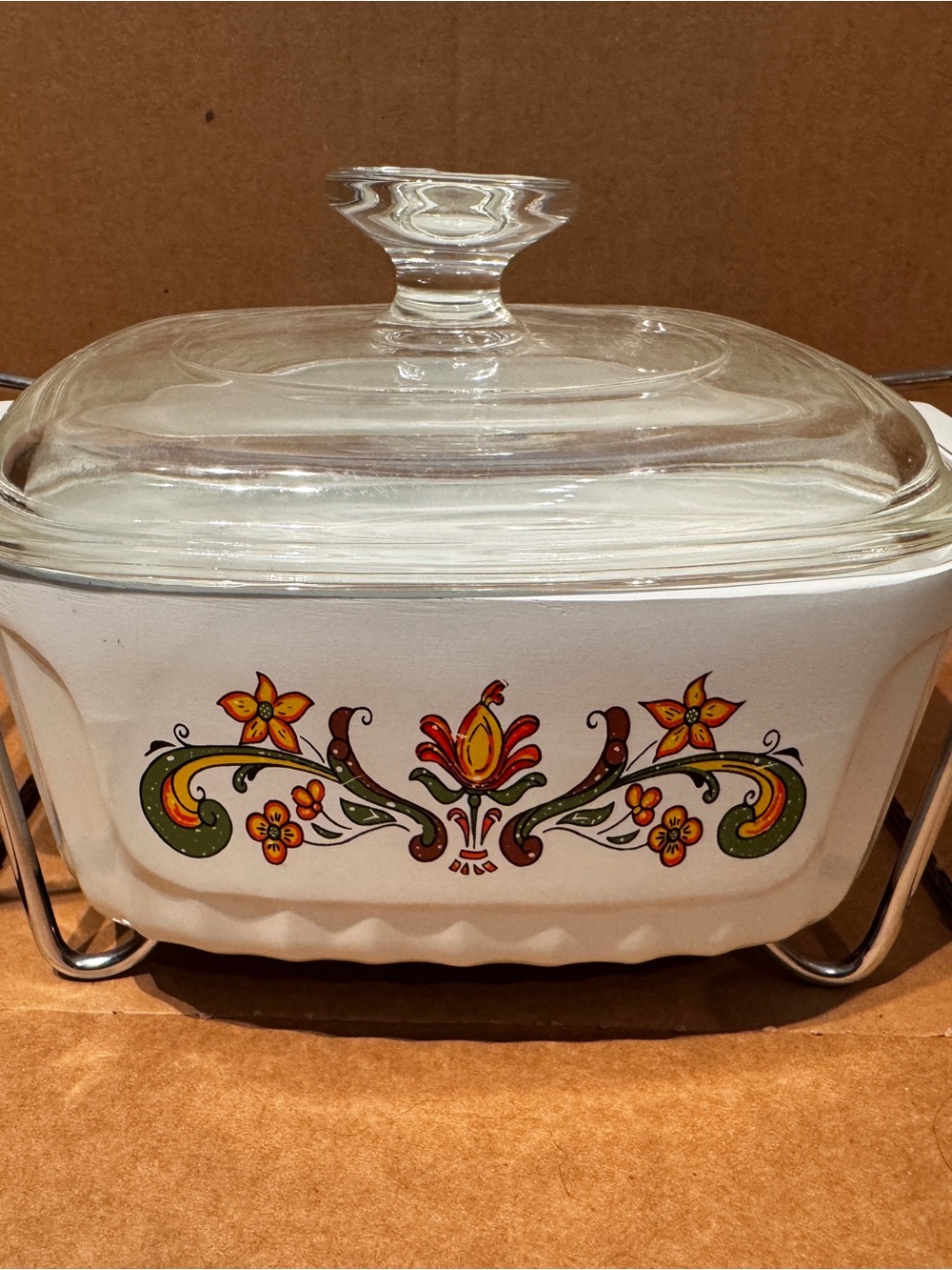 Vintage NordicWare Covered Casserole Dish with Floral Motif